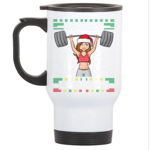 Merry Liftmas Ugly Christmas Miss Santa Gym Workout Gift Stainless Steel Travel Mug