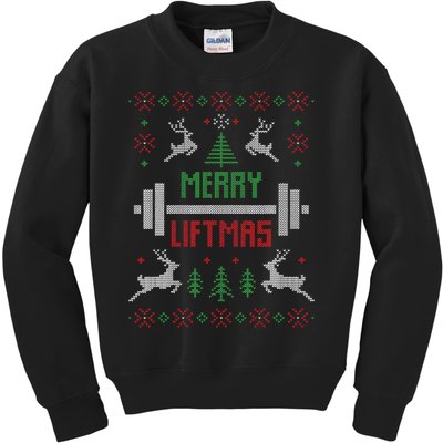 Merry Liftmas Ugly Christmas Kids Sweatshirt