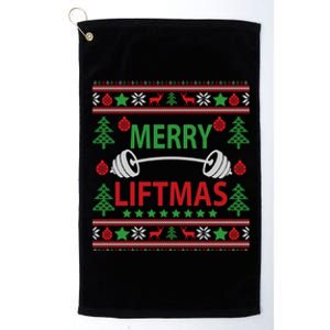 Merry Liftmas Ugly Christmas Sweater Gym Workout Gift Platinum Collection Golf Towel