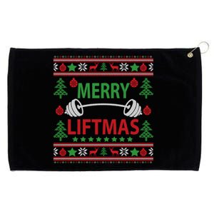 Merry Liftmas Ugly Christmas Sweater Gym Workout Gift Grommeted Golf Towel