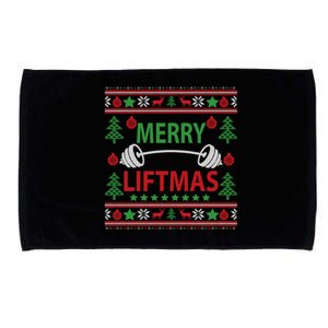 Merry Liftmas Ugly Christmas Sweater Gym Workout Gift Microfiber Hand Towel