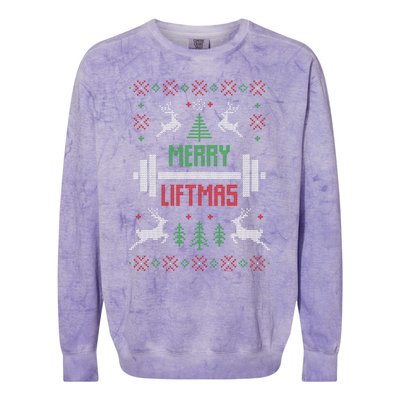 Merry Liftmas Ugly Christmas Colorblast Crewneck Sweatshirt