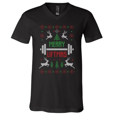 Merry Liftmas Ugly Christmas V-Neck T-Shirt