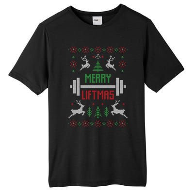 Merry Liftmas Ugly Christmas Tall Fusion ChromaSoft Performance T-Shirt