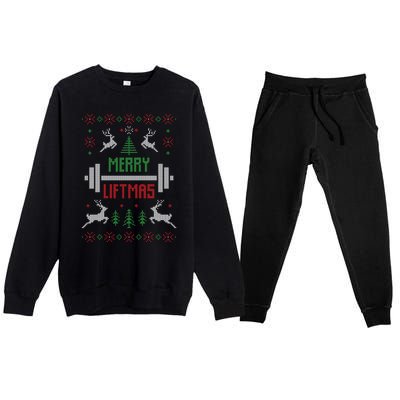 Merry Liftmas Ugly Christmas Premium Crewneck Sweatsuit Set