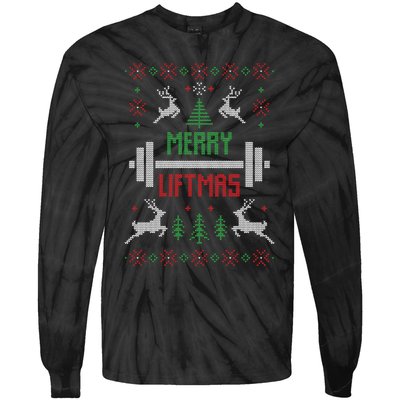 Merry Liftmas Ugly Christmas Tie-Dye Long Sleeve Shirt