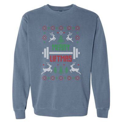 Merry Liftmas Ugly Christmas Garment-Dyed Sweatshirt