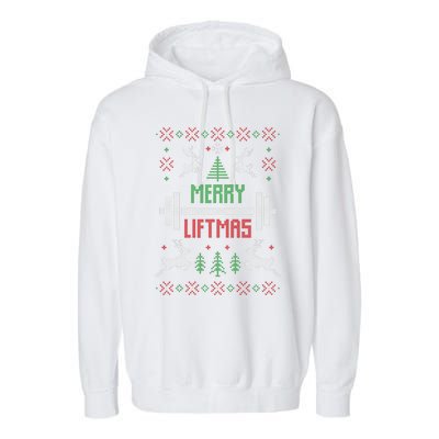 Merry Liftmas Ugly Christmas Garment-Dyed Fleece Hoodie