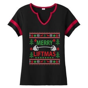 Merry Liftmas Ugly Christmas Sweater Gym Workout Gift Ladies Halftime Notch Neck Tee