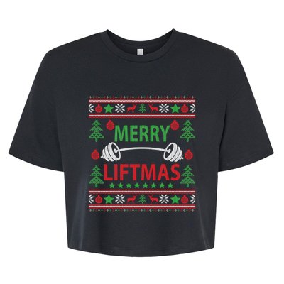 Merry Liftmas Ugly Christmas Sweater Gym Workout Gift Bella+Canvas Jersey Crop Tee