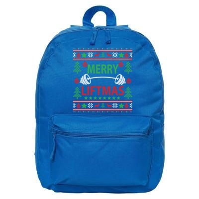 Merry Liftmas Ugly Christmas Sweater Gym Workout Gift 16 in Basic Backpack