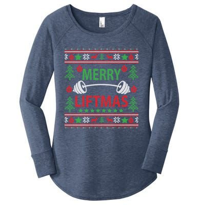 Merry Liftmas Ugly Christmas Sweater Gym Workout Gift Women's Perfect Tri Tunic Long Sleeve Shirt