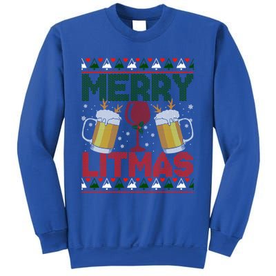 Merry Litmas Ugly Wine Beer Christmas Ugly Xmas Sweater Gift Sweatshirt