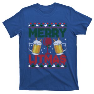 Merry Litmas Ugly Wine Beer Christmas Ugly Xmas Sweater Gift T-Shirt