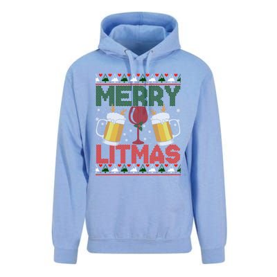 Merry Litmas Ugly Wine Beer Christmas Ugly Xmas Sweater Gift Unisex Surf Hoodie