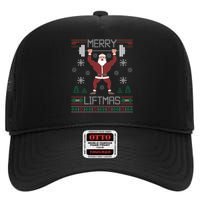 Merry Liftmas Ugly Christmas Sweater Gym Workout High Crown Mesh Back Trucker Hat