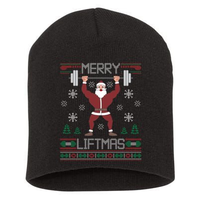 Merry Liftmas Ugly Christmas Sweater Gym Workout Short Acrylic Beanie