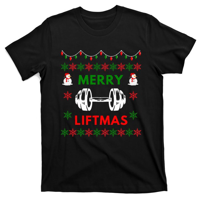 Merry Liftmas Ugly Christmas Sweater Gym Gift T-Shirt