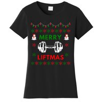 Merry Liftmas Ugly Christmas Sweater Gym Gift Women's T-Shirt