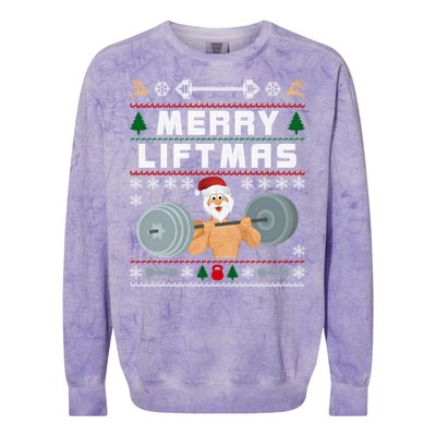 Merry Liftmas Ugly Christmas Colorblast Crewneck Sweatshirt