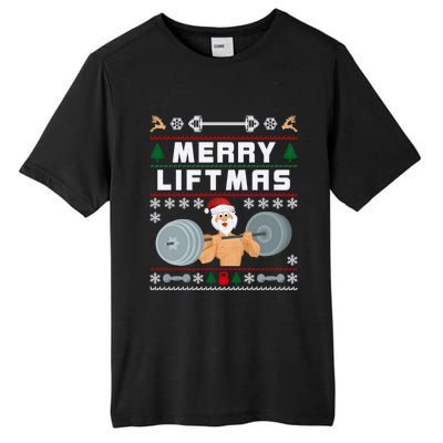 Merry Liftmas Ugly Christmas Tall Fusion ChromaSoft Performance T-Shirt