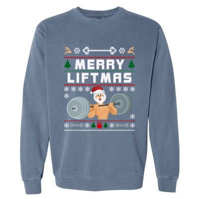 Merry Liftmas Ugly Christmas Garment-Dyed Sweatshirt