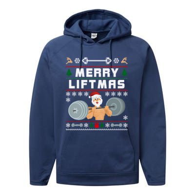 Merry Liftmas Ugly Christmas Performance Fleece Hoodie