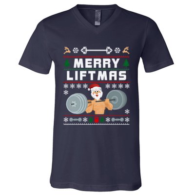 Merry Liftmas Ugly Christmas V-Neck T-Shirt