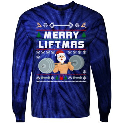 Merry Liftmas Ugly Christmas Tie-Dye Long Sleeve Shirt