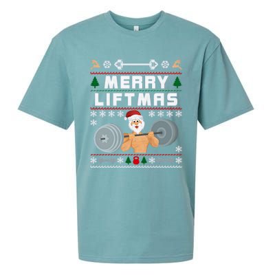 Merry Liftmas Ugly Christmas Sueded Cloud Jersey T-Shirt