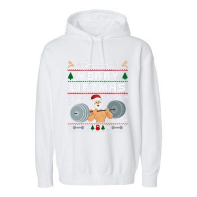 Merry Liftmas Ugly Christmas Garment-Dyed Fleece Hoodie