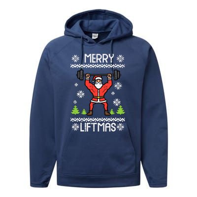 Merry Liftmas Ugly Christmas Xmas Workout Gym Bodybuild Performance Fleece Hoodie