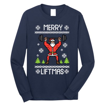 Merry Liftmas Ugly Christmas Xmas Workout Gym Bodybuild Long Sleeve Shirt