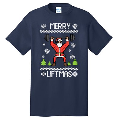 Merry Liftmas Ugly Christmas Xmas Workout Gym Bodybuild Tall T-Shirt