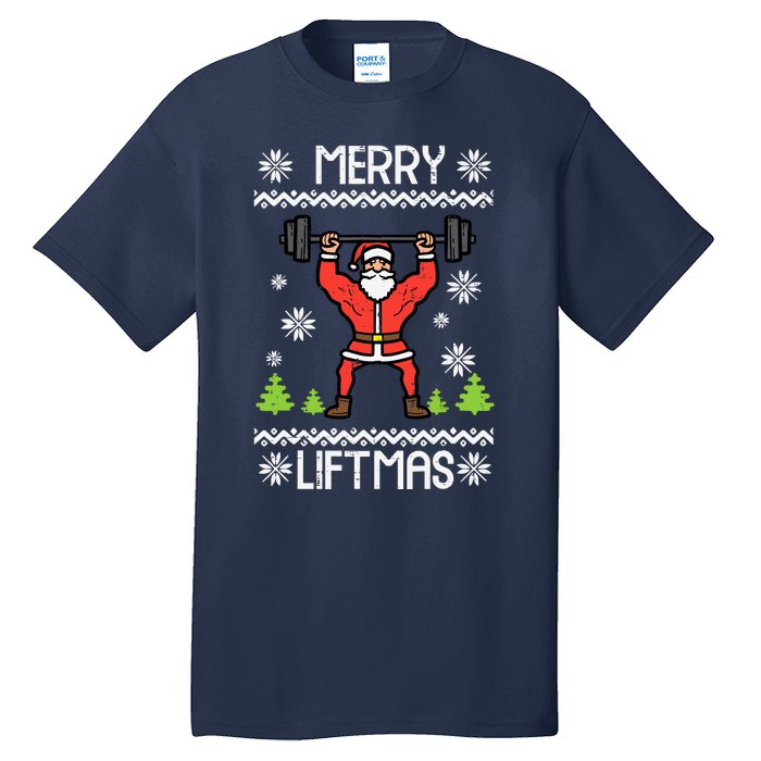 Merry Liftmas Ugly Christmas Xmas Workout Gym Bodybuild Tall T-Shirt