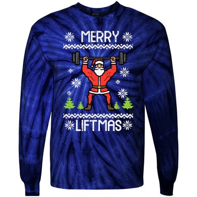 Merry Liftmas Ugly Christmas Xmas Workout Gym Bodybuild Tie-Dye Long Sleeve Shirt