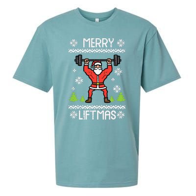 Merry Liftmas Ugly Christmas Xmas Workout Gym Bodybuild Sueded Cloud Jersey T-Shirt