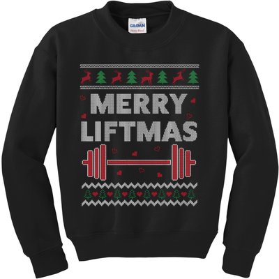 Merry Liftmas Ugly Christmas Gym Workout Funny Fitness Kids Sweatshirt