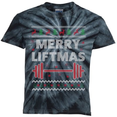 Merry Liftmas Ugly Christmas Gym Workout Funny Fitness Kids Tie-Dye T-Shirt