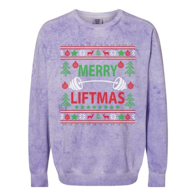 Merry Liftmas Ugly Christmas Sweater Gym Workout Colorblast Crewneck Sweatshirt