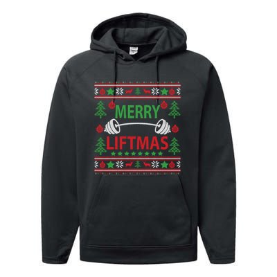 Merry Liftmas Ugly Christmas Sweater Gym Workout Performance Fleece Hoodie