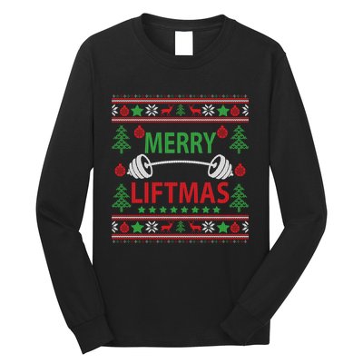 Merry Liftmas Ugly Christmas Sweater Gym Workout Long Sleeve Shirt