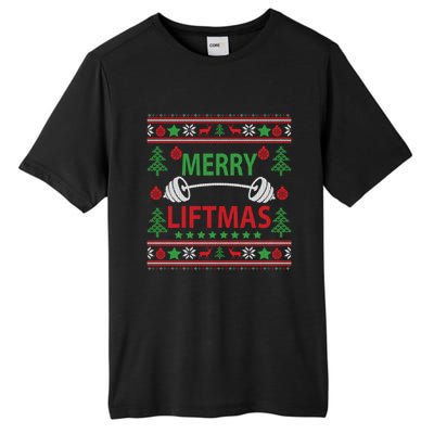 Merry Liftmas Ugly Christmas Sweater Gym Workout Tall Fusion ChromaSoft Performance T-Shirt