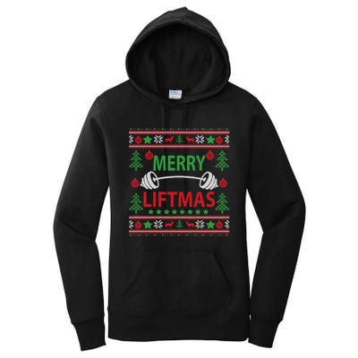 Merry Liftmas Ugly Christmas Sweater Gym Workout Women's Pullover Hoodie