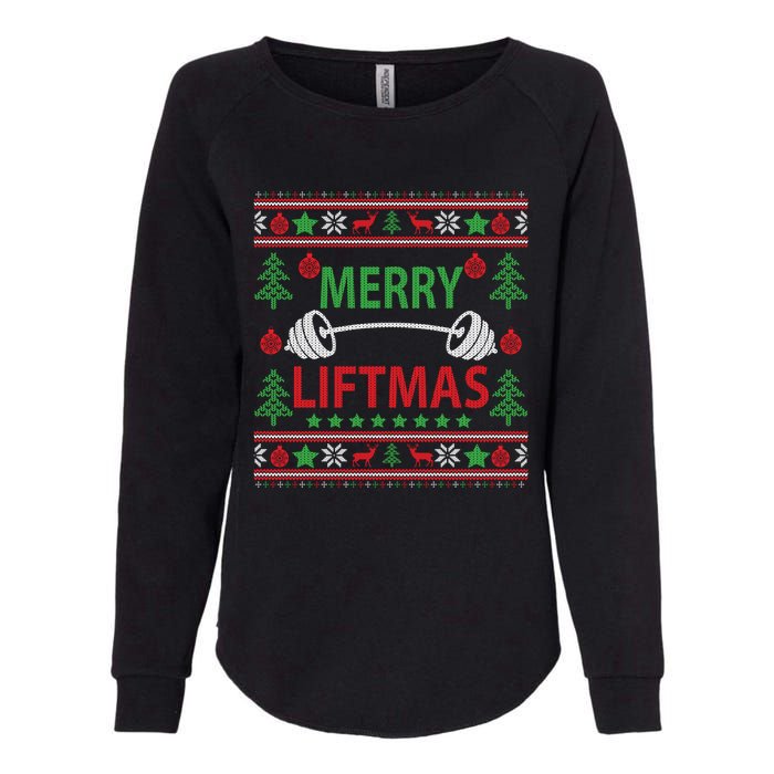 Merry Liftmas Ugly Christmas Sweater Gym Workout Womens California Wash Sweatshirt