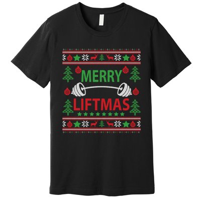 Merry Liftmas Ugly Christmas Sweater Gym Workout Premium T-Shirt