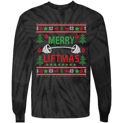 Merry Liftmas Ugly Christmas Sweater Gym Workout Tie-Dye Long Sleeve Shirt