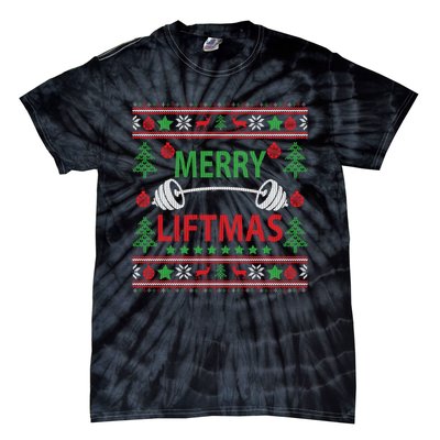 Merry Liftmas Ugly Christmas Sweater Gym Workout Tie-Dye T-Shirt