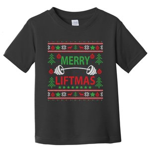 Merry Liftmas Ugly Christmas Sweater Gym Workout Toddler T-Shirt