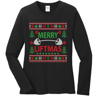 Merry Liftmas Ugly Christmas Sweater Gym Workout Ladies Long Sleeve Shirt